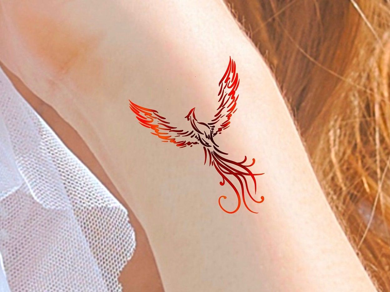 Red Phoenix Bird Tattoo