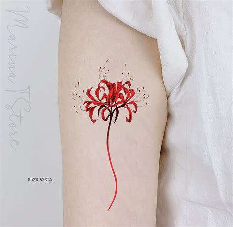 Red Spider Lily Flower Temporary Tattoo Nature Tattoo Gift Etsy