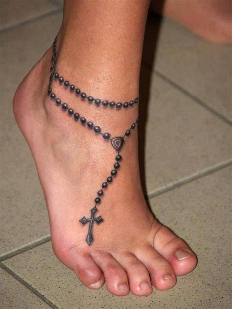Rosary Foot Tattoos Trendy Tattoos Rosary Bead Tattoo