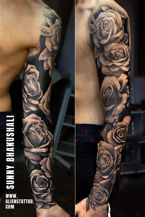 Roses Sleeve Tattoo Idea