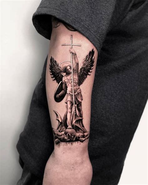 Saint Michael The Archangel Tattoo Forearm