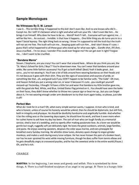 Sample Monologues Sample Monologues