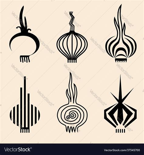Set Of Onion Icons In Different Graphic Styles Stock Vector