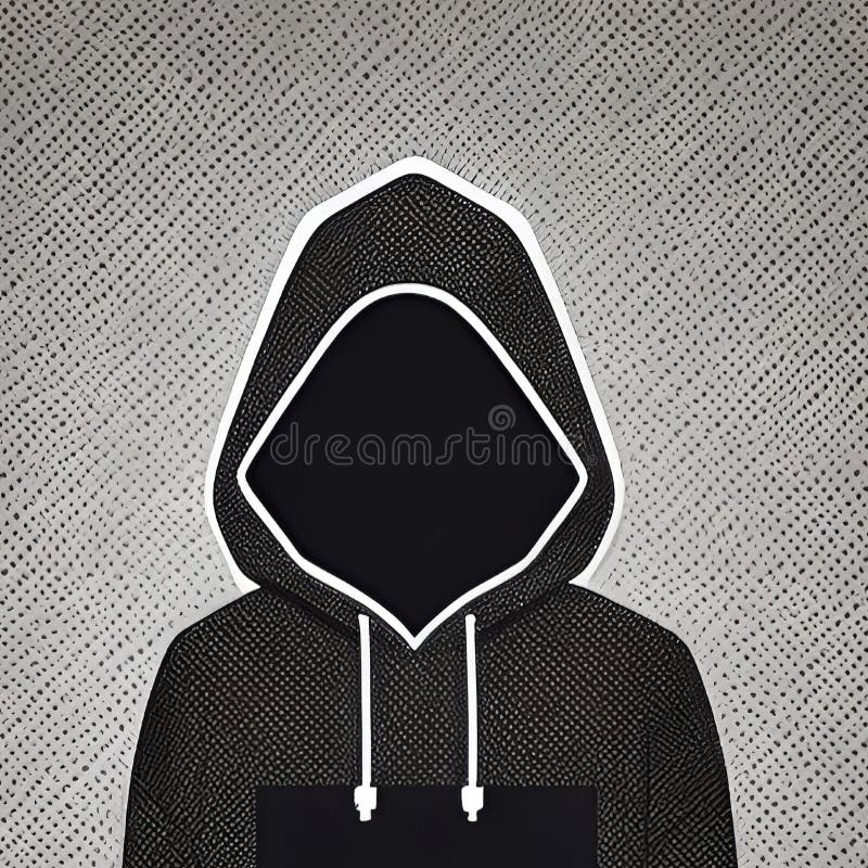 Silhouette Of Hacker Wearing Black Hoodie Sweatshirt Stock Vector
