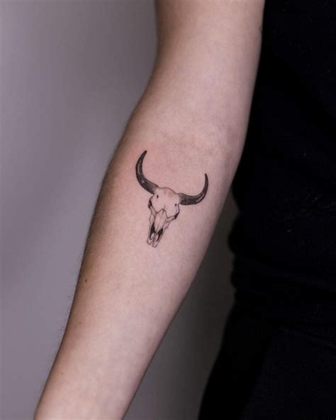 Simple Bull Skull Tattoo Ideas for Minimalist Style