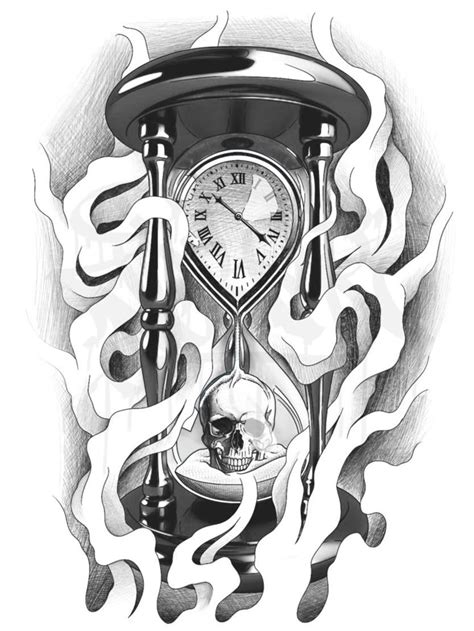 Skull Hourglass With Rats Tattoo Design Skull Artwork Hourglass