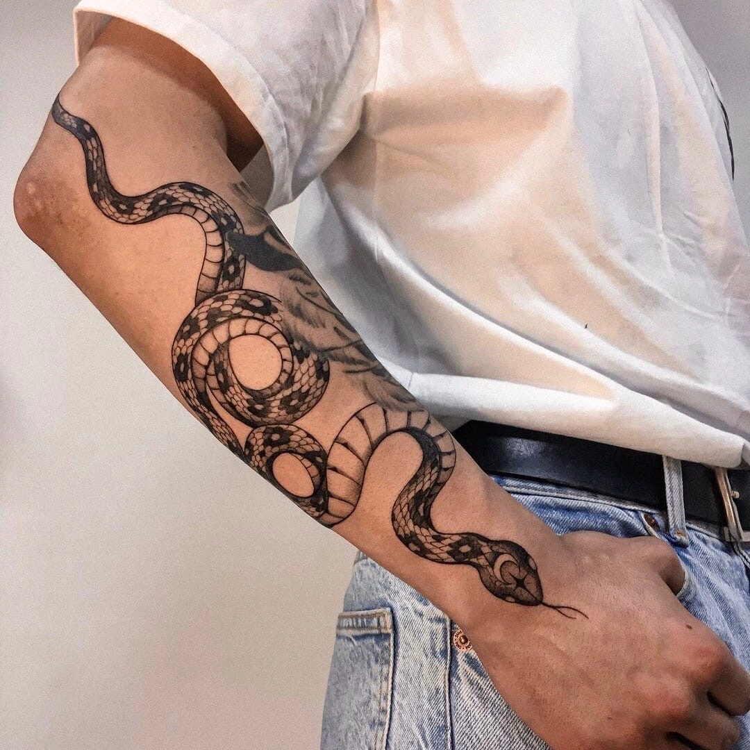 Snake Tattoo Around The Arm Design Ideas