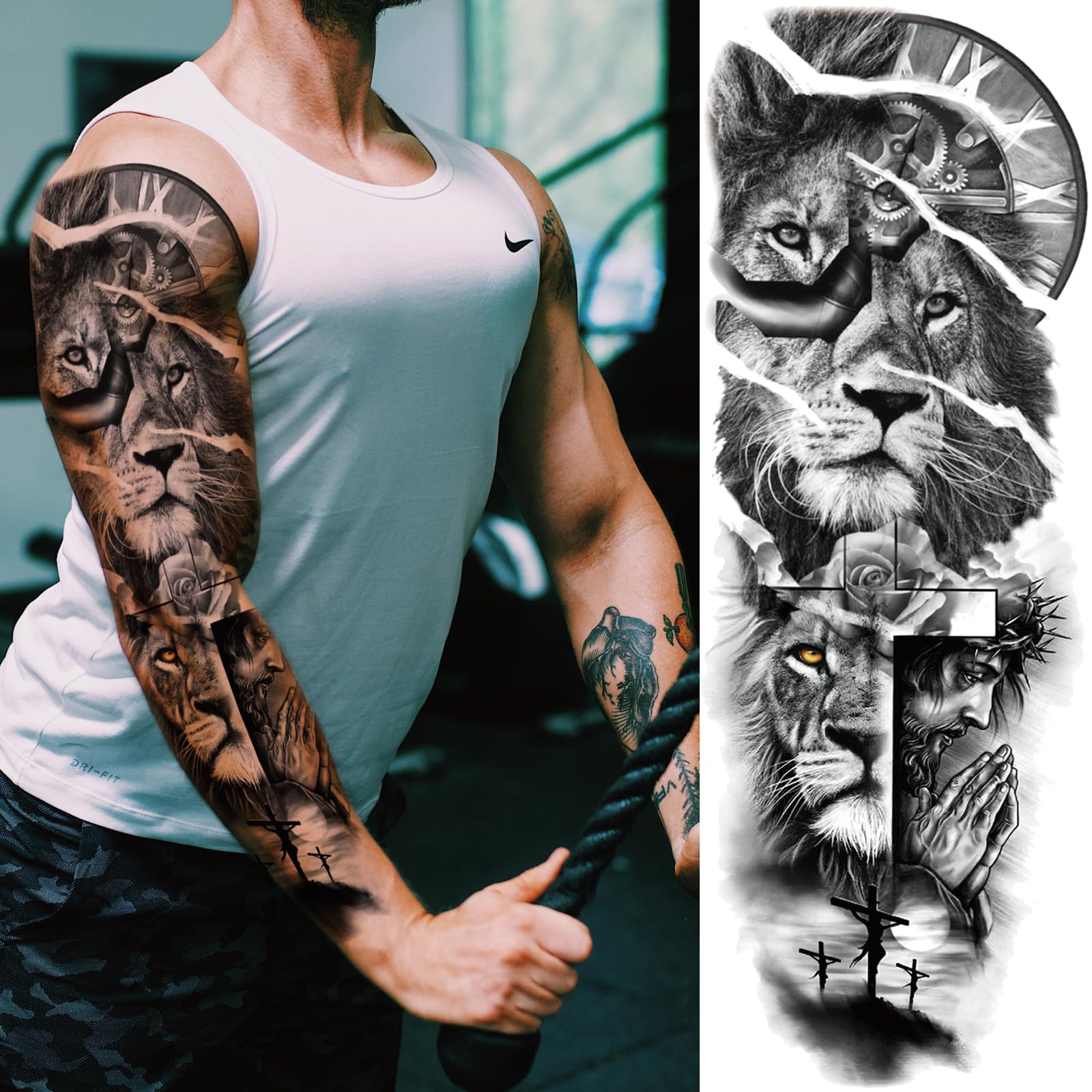 Snapklik Com Christian Cross Temporary Tattoo Sleeves For Men 4