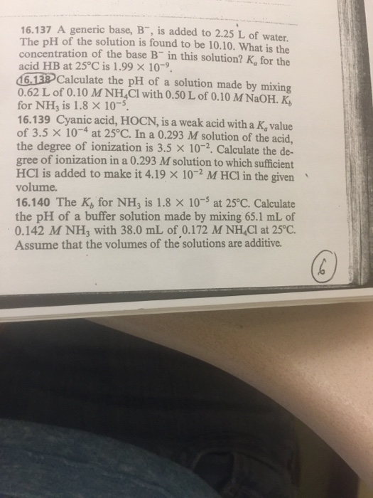 Solved 4 16 Points A Calculate The Ph Of 0 250 Lof A Chegg Com