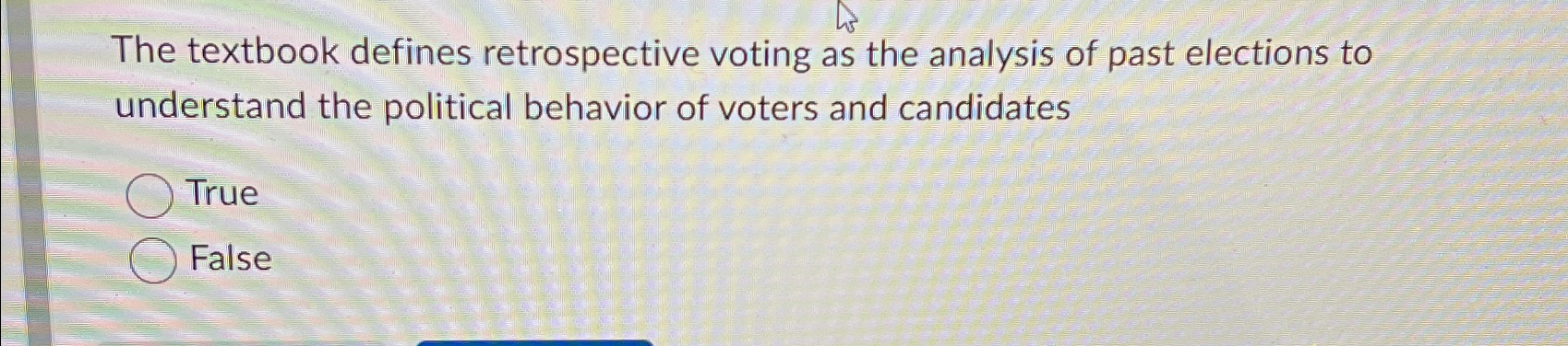 Solved The Textbook Defines Retrospective Voting As The Chegg Com