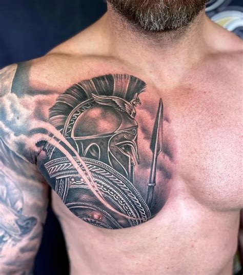 Spartan Helmet Tattoo Chest