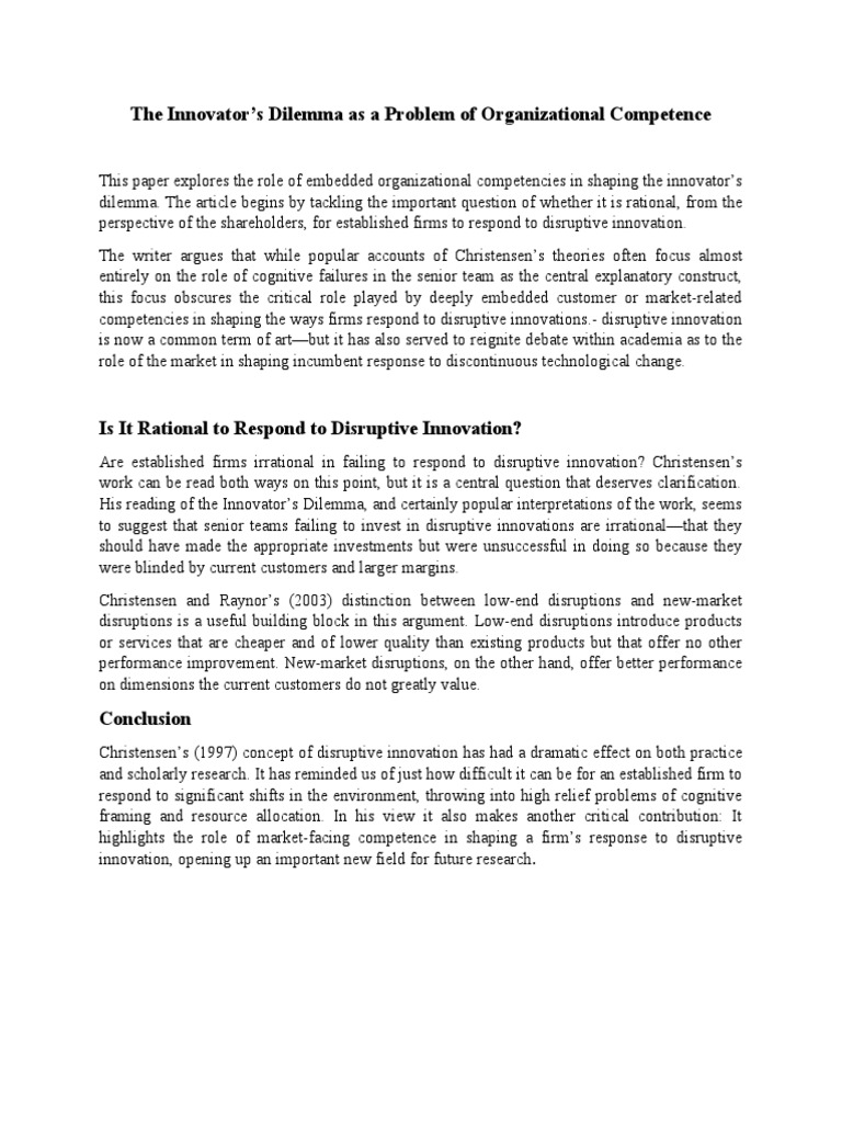 Stanford Technology Ventures Program Innovator S Dilemma In Action