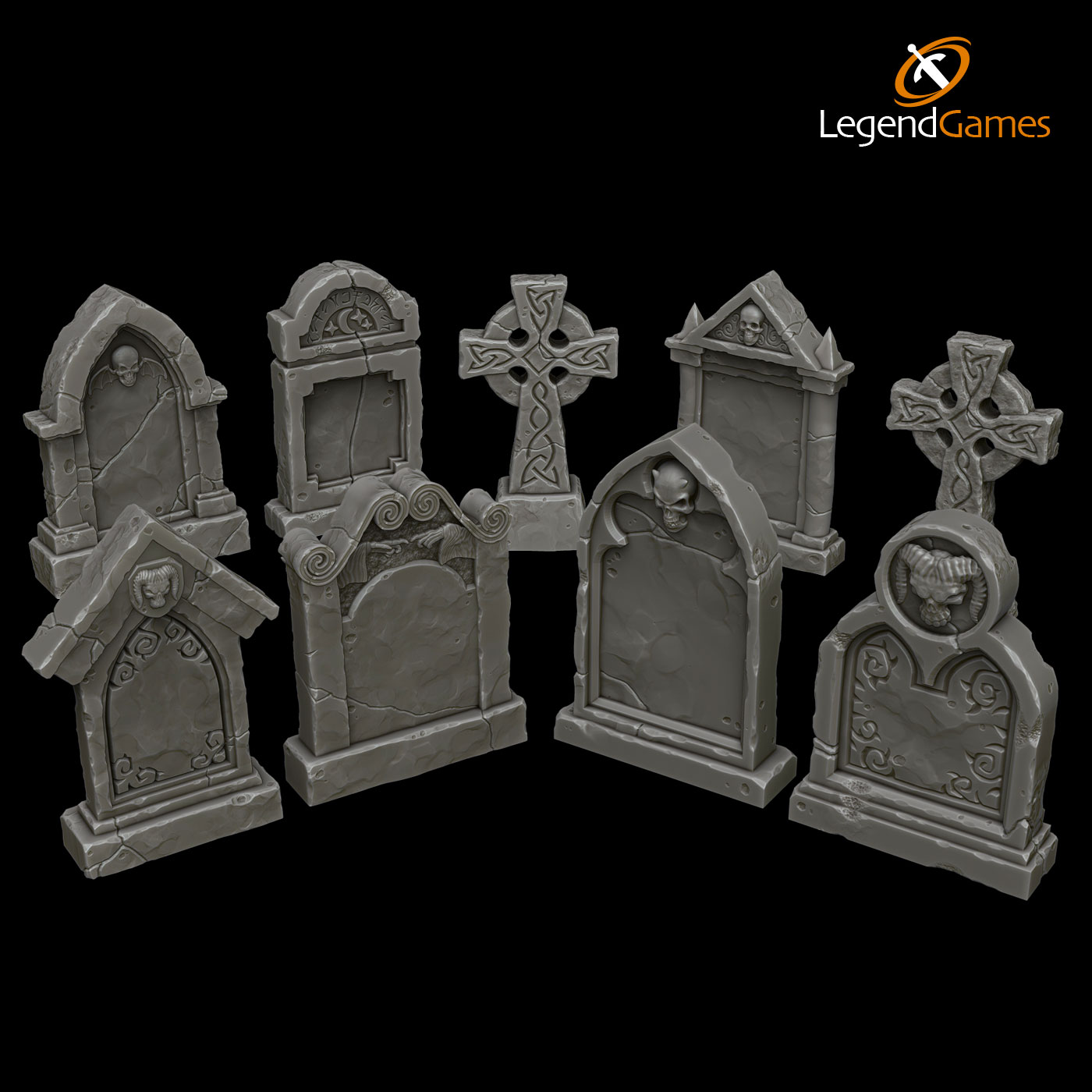 Stl File Graveyard Gravestone And Obelisk Marker Pack Legendgames 3D