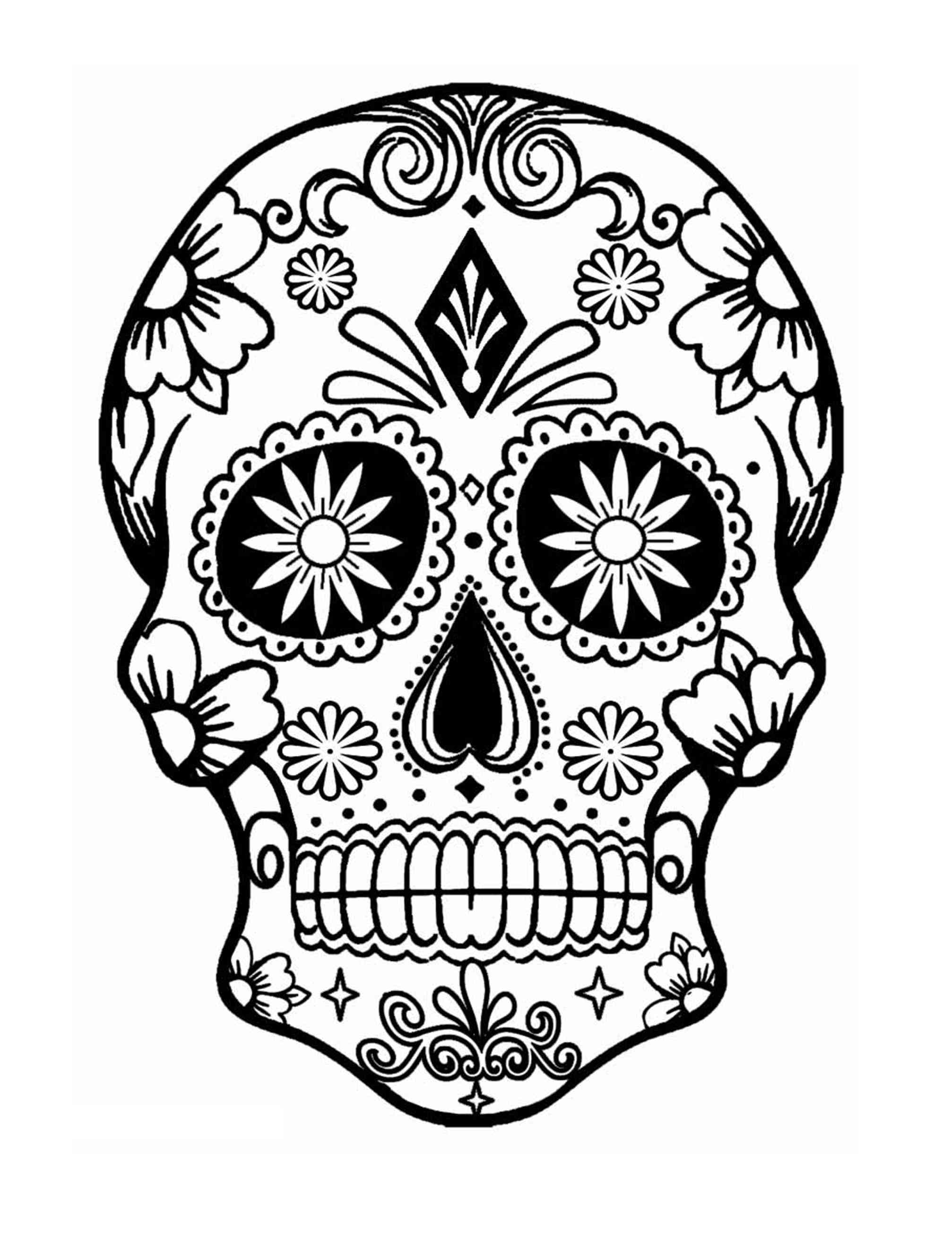 Sugar Skull And Rose Drawing At Getdrawings Free Download