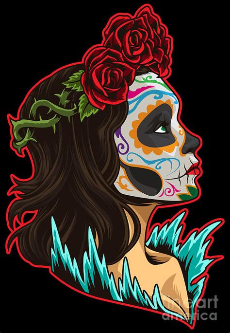 Sugar Skull Lady La Calavera Catrina Santa Muerte Digital Art By Mister Tee