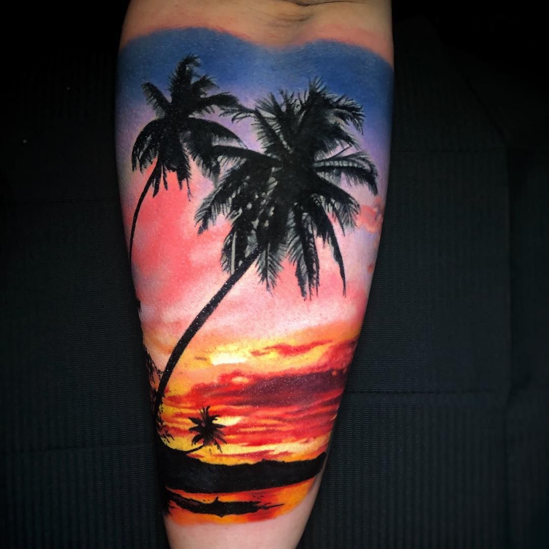 Sunset Palm Tree Tattoos: Trendy Designs & Ideas