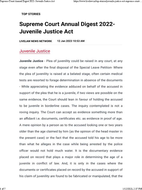 Supreme Court Summarizes Key Rulings On Juvenile Justice Act Regarding