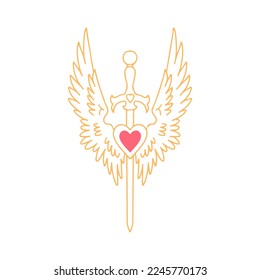 Symbol Of Protection Sword With Wings Stock Vector Illustration Of