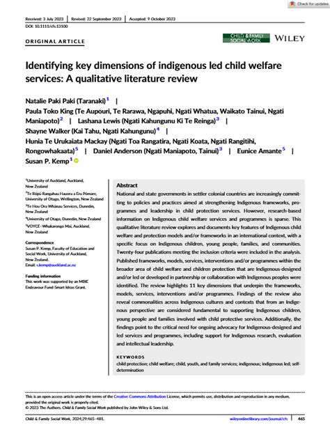 Table 1 From Identifying Key Dimensions Of Indigenous Led Child Welfare