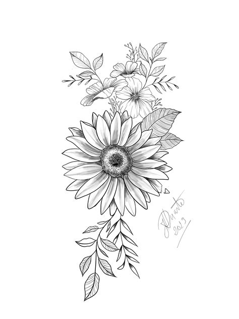 Tattoo Sunflower And Daisy Drawing Best Tattoo Ideas