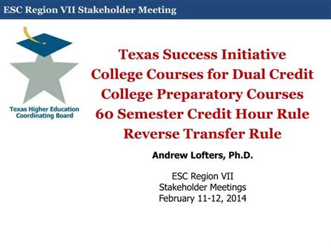 Texas Success Initiative College Courses For Dual Credit Ppt Download