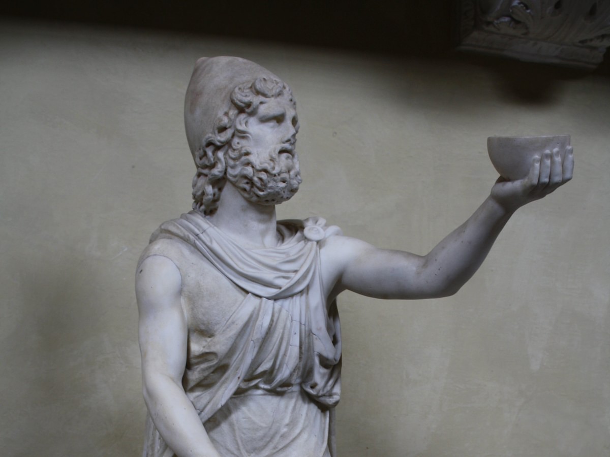 The 1918 Caption Reads Athena Comes Between Odysseus Laertes And