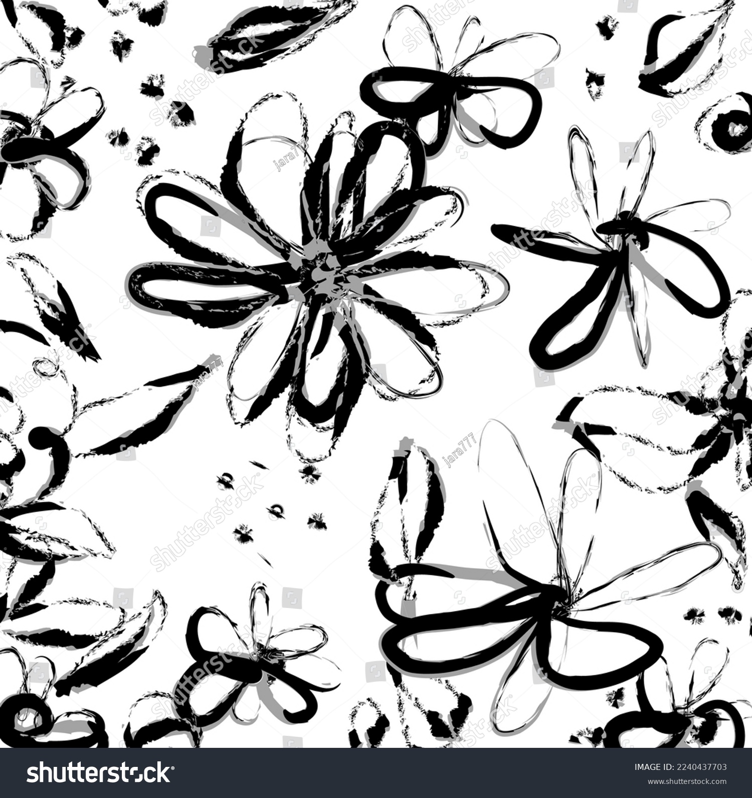 The Flowers And Their Names Are Drawn In Black Ink