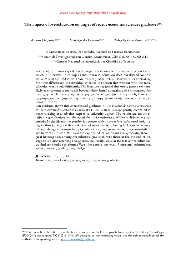 The Impact Of Overeducation On Wages Of Recent Economic Sciences The Impact Of Overeducation On Wages Of Recent Economic Sciences