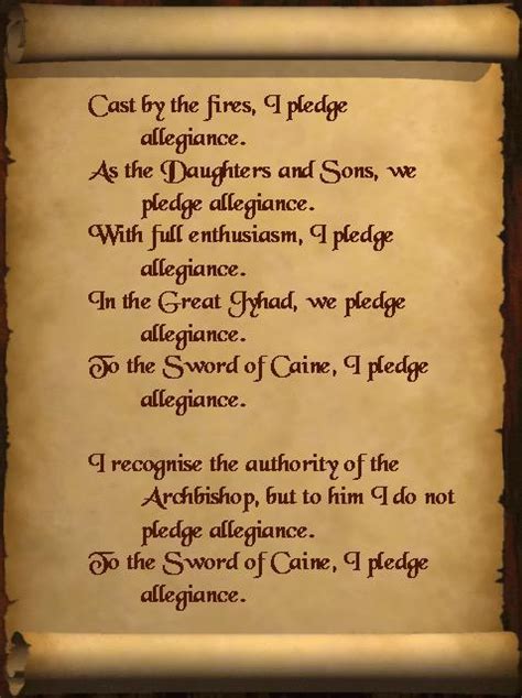 The Sabbat Oath Of Loyalty