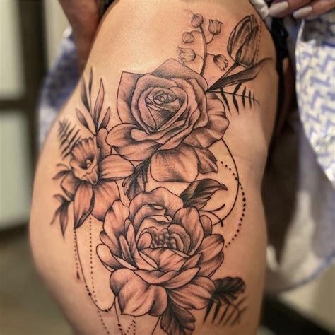 Thigh Flower Tattoo Designs
