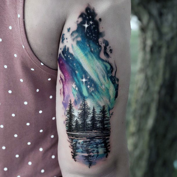 Top 100 Best Northern Lights Tattoos For Women Aurora Borealis Ideas