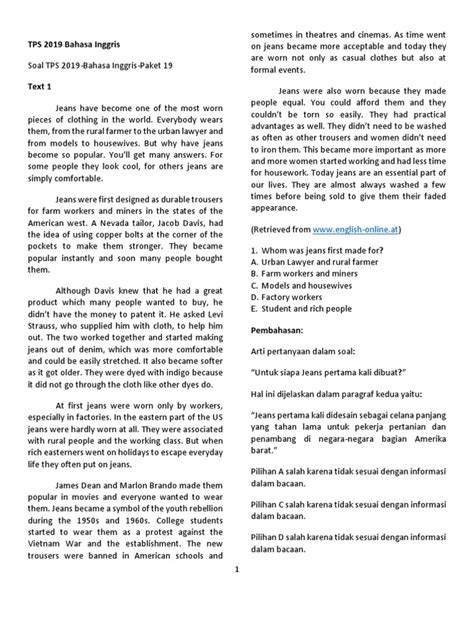Tps 2019 Bahasa Inggris Www English Online At Pdf Jeans Biology