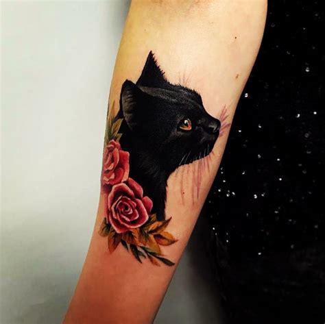 Traditional Black Cat Tattoo On Arm Black Cat Tattoos Cat Tattoo