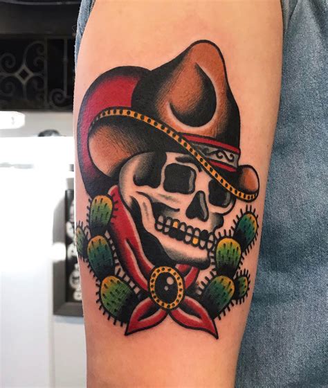 Traditional Cowboy Skull Tattoo: Bold Western Ink Ideas