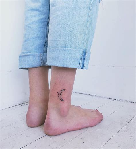 Tri Moon Ankle Tattoo: Celestial Charm on Skin