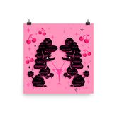 Two Poodles And A Pink Martini Art Print Pink Art Print Art Prints
