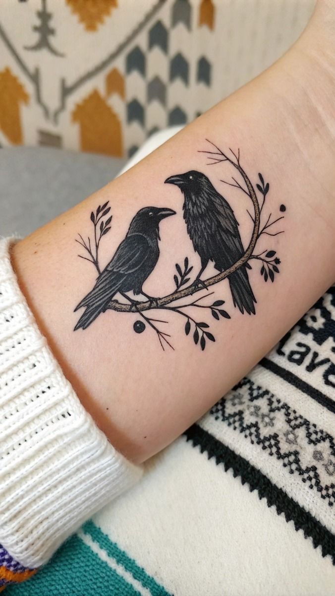 Two Ravens Tattoo On The Back Tatuagem Tatoo Passaros E Tatoo Henna