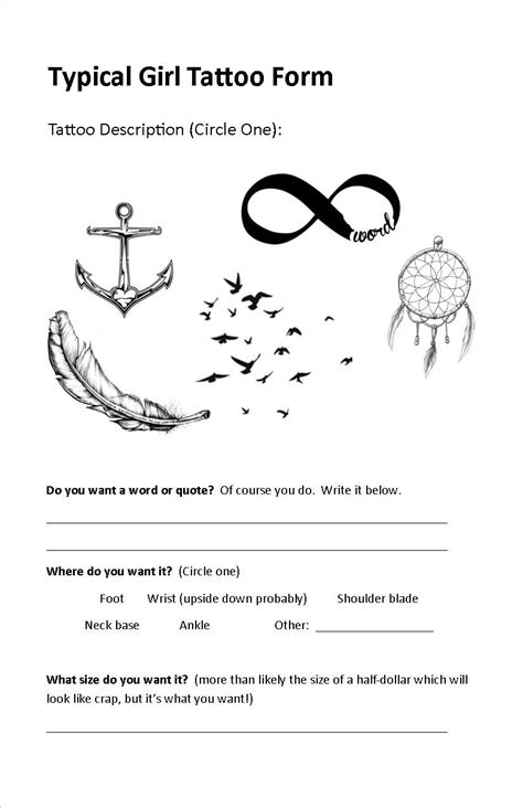 Typical White Girl Tattoo Form