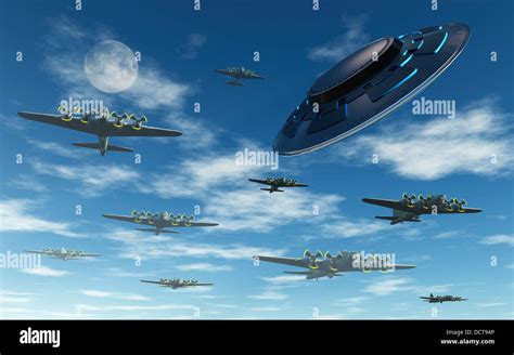 Ufo Black Triangle Buzzing Allied Bombers During Ww2 Stock Photo Alamy