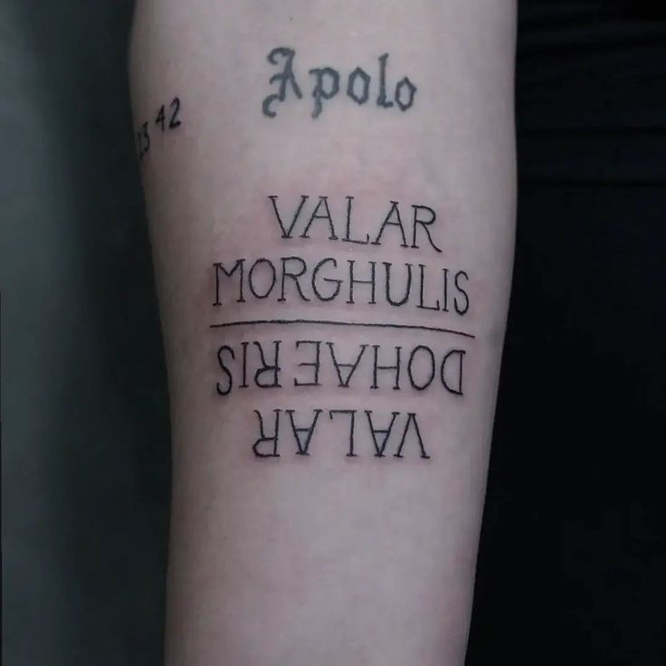 Valar Morghulis Valar Dohaeris Game Of Thrones Tattoo Valar