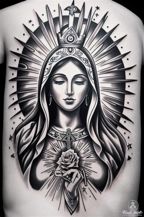 Virgin Mary Tattoo Drawing
