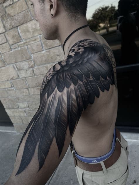 Wing Tattoo Men S Shoulder And Arm