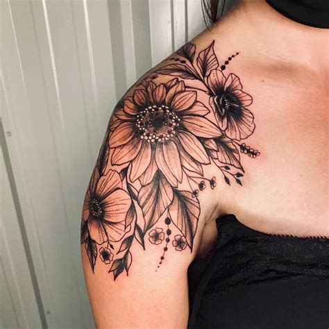 Elegant Shoulder Flower Tattoos for Women