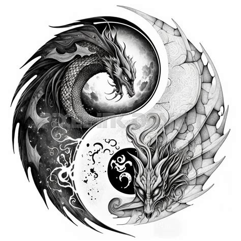 Yin Yang Dragons Tattoo Design Download High Resolution Digital Art
